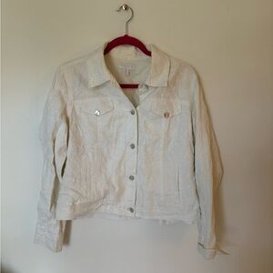 Charter Club Linen Floral White Jacket